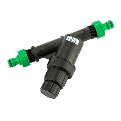 Wasserfilter 75 micron mit Druckminderer 1.0 bar und Hahnanschluss für die Gartenbewässerung mit CS Perlschlauch/Gartenschlauch von CS Bewässerungssysteme GmbH