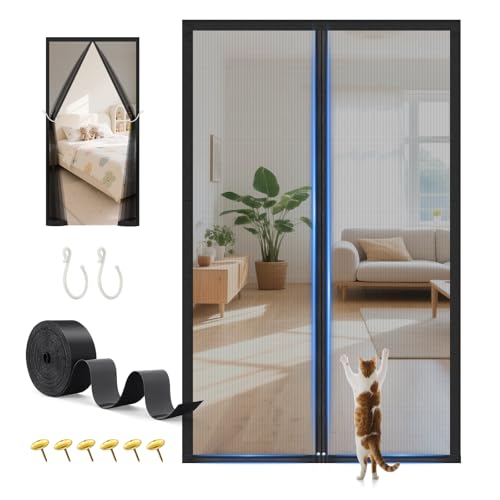 CS COSDDI Fliegengitter Balkontür Magnet mit Stärkere Magneten (Schwarz, 100x220 cm) (Schwarz, 110x220 cm) von CS COSDDI