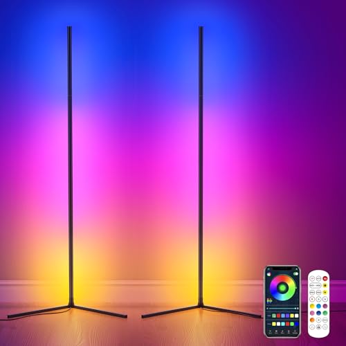 CS COSDDI LED Stehlampe Smart, LED Stehlampe Wohnzimmer, 150cm Stehlampe Dimmbar mit Fernbedienung und APP, 16 Millionen Farben, Musikmodi, DIY-Modus & Timing, Ecklampe Smart für Schlafzimmer, Gaming von CS COSDDI