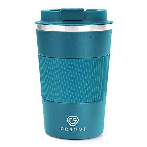 CS COSDDI Thermobecher- Isolierbecher, Edelstahl Travel Mug, 13oz/380ml Vakuum auslaufsicher Reisebecher mit Deckel, Autobecher, doppelwandig isoliert für Wasser und Tee, Kaffee-to-go Becher von CS COSDDI