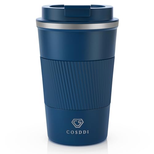 CS COSDDI Thermobecher- Isolierbecher, Edelstahl Travel Mug, 13oz/380ml Vakuum auslaufsicher Reisebecher mit Deckel von CS COSDDI