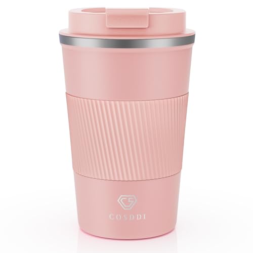 CS COSDDI Thermobecher- Isolierbecher, Edelstahl Travel Mug, 18oz/510ml Vakuum auslaufsicher Reisebecher mit Deckel, Autobecher, doppelwandig isoliert für Kaffee, Wasser und Tee, Kaffee-to-go Becher von CS COSDDI