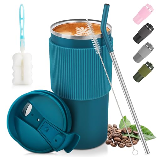 CS COSDDI Thermobecher- Isolierbecher, Kaffeebecher to Go 450ml/15oz auslaufsicher Reisebecher mit Deckel Coffee Mug mit Deckel Cafe to Go Becher für Tee Kaffee Heißes Kaltes Wasser Kaffee Reisebecher von CS COSDDI
