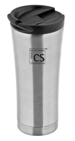 CS Kochsysteme 500 ml Thermosbecher aus doppelwandigem Edelstahl - rostfrei - Isolierbecher mit Trinköffnung im Becherdeckel - spülmaschinengeeignet by Carl Schmidt Sohn (Silber) von CS-KOCHSYSTEME