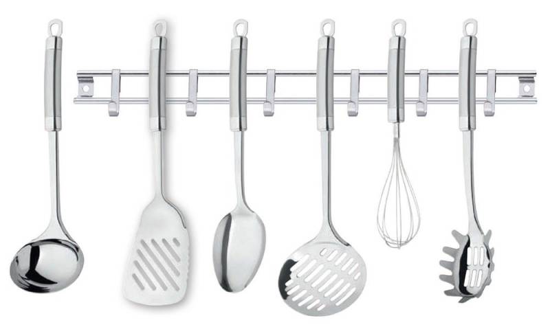 CS Koch-Systeme Kochbesteck-Set EXQUISITE Edelstahl Küchenhelfer-Set mit Hängeleiste (7-tlg), Spülmaschinengeeignet von CS Koch-Systeme