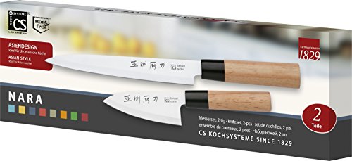 CS Kochsysteme Messerset, Sushimesser Nara, 2 teilig, Holzgriff, ca. 11 cm BZW. 21 cm Klingenlänge von CS-KOCHSYSTEME