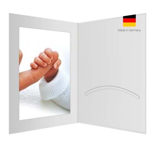 CS Webkontor 5 Stk. Portraitmappe 13 x 18 cm mit Passepartout weiß - Platz für 2 Bilder. Fotomappe, aufklappbare Mappe, Bilderrahmen aus Pappe - Ideal für besondere Bilder (Geburt, Hochzeit, etc.) von CS Webkontor