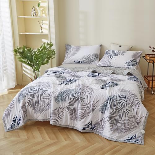 CSARPECT Sommer Kühler Steppdecke- Leichte & Weiche Dünne Reisedecke, Waschbar MikrofaserAtmungsaktive Schlaf Cooling Wendedesign Bettdecke (Sommer Blatt, 200 * 230CM) von CSARPECT