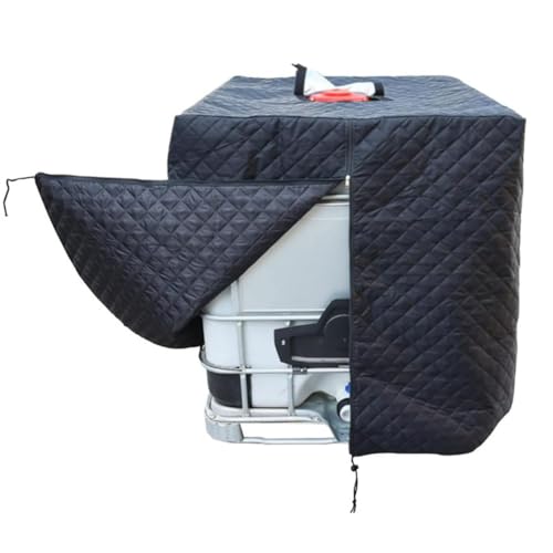 IBC Tank Abdeckplane,420D Oxford Behälter Schutzhülle Anti-UV Staubdichte Wasserdichte Frostsicher mit Öffnung Reißverschluss, für Wassertank 1000l Regentonne (Schwarz) von CSARPECT