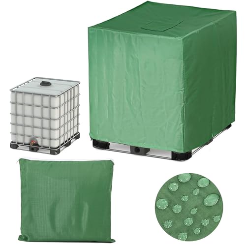 IBC Tank Abdeckplane,420D Oxford Behälter Schutzhülle Anti-UV Staubdichte wasserdichte Frostsicher mit Öffnung Reißverschluss, für Wassertank 1000l Regentonne (Grün) von CSARPECT