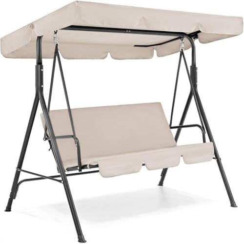 Schaukel Dachbezug 2/3 Sitzbezüge Ersatzdach 210D Oxford Schutzhülle Staubdicht UV-Schutz Wetterbeständig Sonnendach Dachplane Abdeckung, für Terrasse Hof Balkon (142*120*18cm+150*50*10cm,Beige) von CSARPECT