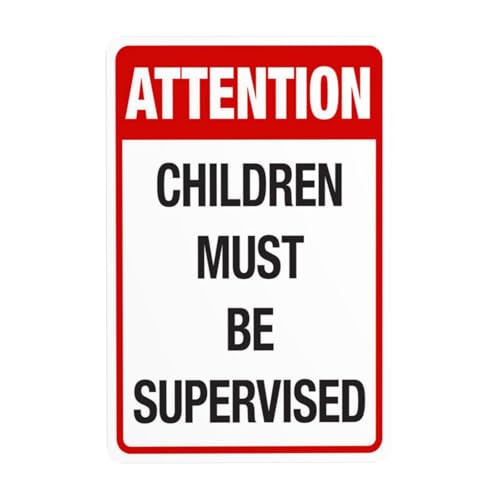 Achtung Children Must Be Supervised Warnschild, Sicherheits-Metallschilder mit 4 vorgebohrten Löchern, langlebig, wasserdicht, 20 x 30 cm, für Business Home Indoor oder Outdoor Achtung Children Must Be Supervised Warnschild, Sicherheits-Metallschilder mit 4 vorgebohrten Löchern, langlebig, wasserdicht, 20 x 30 cm, für Business Home Indoor oder Outdoor von CSAXSEHE