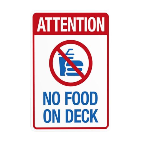 Achtung No Food on Deck mit grafischem Warnschild, Sicherheits-Metallschilder mit 4 vorgebohrten Löchern, langlebig, wasserdicht, 20 x 30 cm, für Geschäftsheim, Innen- oder Außenbereich Achtung No Food on Deck mit grafischem Warnschild, Sicherheits-Metallschilder mit 4 vorgebohrten Löchern, langlebig, wasserdicht, 20 x 30 cm, für Geschäftsheim, Innen- oder Außenbereich von CSAXSEHE