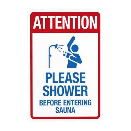 Achtung Please Shower Before Entering Sauna Warnschild, Sicherheits-Metallschilder mit 4 vorgebohrten Löchern, langlebig, wasserdicht, 20 x 30 cm, für Geschäft, Zuhause, drinnen oder draußen Achtung Please Shower Before Entering Sauna Warnschild, Sicherheits-Metallschilder mit 4 vorgebohrten Löchern, langlebig, wasserdicht, 20 x 30 cm, für Geschäft, Zuhause, drinnen oder draußen von CSAXSEHE