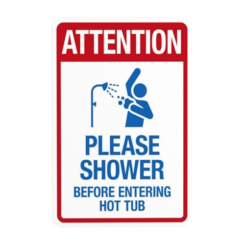 Achtung Please Shower Before Entering Warnschild, Sicherheits-Metallschilder mit 4 vorgebohrten Löchern, langlebig, wasserdicht, 20 x 30 cm, für Business, Zuhause, Innen- oder Außenbereich Achtung Please Shower Before Entering Warnschild, Sicherheits-Metallschilder mit 4 vorgebohrten Löchern, langlebig, wasserdicht, 20 x 30 cm, für Business, Zuhause, Innen- oder Außenbereich von CSAXSEHE