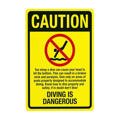 Diving Is Dangerous Warnschild, Sicherheits-Metallschilder mit 4 vorgebohrten Löchern, langlebig, wasserdicht, 20 x 30 cm, für Business Home Indoor oder Outdoor Diving Is Dangerous Warnschild, Sicherheits-Metallschilder mit 4 vorgebohrten Löchern, langlebig, wasserdicht, 20 x 30 cm, für Business Home Indoor oder Outdoor von CSAXSEHE