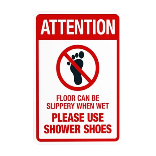 Floor Can Be Slippery When Wet Warnschild, Sicherheits-Metallschilder mit 4 vorgebohrten Löchern, langlebig, wasserdicht, 20 x 30 cm, für Geschäft, Zuhause, drinnen oder draußen von CSAXSEHE