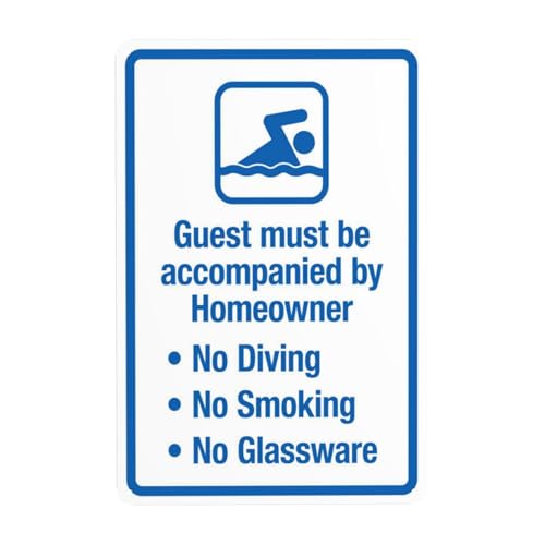 Guest Must Be Companied By Homeowner Warnschild, Sicherheits-Metallschilder mit 4 vorgebohrten Löchern, langlebig, wasserdicht, 20 x 30 cm, für Geschäft, Zuhause, Innen- oder Außenbereich Guest Must Be Companied By Homeowner Warnschild, Sicherheits-Metallschilder mit 4 vorgebohrten Löchern, langlebig, wasserdicht, 20 x 30 cm, für Geschäft, Zuhause, Innen- oder Außenbereich von CSAXSEHE