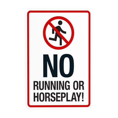 "No Running Or Horseplay With Graphic Warning Signs, Security Metal Signs With 4 Pre-Drilled Holes, Durable, Waterproof, 20 x 30 cm, for Business Home Indoor or Outdoor Use "No Running Or Horseplay With Graphic Warning Signs, Security Metal Signs With 4 Pre-Drilled Holes, Durable, Waterproof, 20 x 30 cm, for Business Home Indoor or Outdoor Use von CSAXSEHE