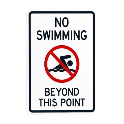 No Swimming Beyond This Point Warnschild, Sicherheits-Metallschilder mit 4 vorgebohrten Löchern, langlebig, wasserdicht, 20 x 30 cm, für Business Home Indoor oder Outdoor No Swimming Beyond This Point Warnschild, Sicherheits-Metallschilder mit 4 vorgebohrten Löchern, langlebig, wasserdicht, 20 x 30 cm, für Business Home Indoor oder Outdoor von CSAXSEHE