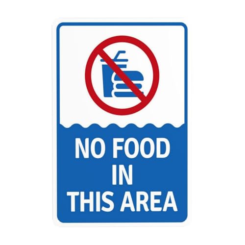 Warnschild "No Food In This Area", Sicherheits-Metallschilder mit 4 vorgebohrten Löchern, langlebig, wasserdicht, 20 x 30 cm, für Geschäft, Zuhause, Innen- oder Außenbereich Warnschild "No Food In This Area", Sicherheits-Metallschilder mit 4 vorgebohrten Löchern, langlebig, wasserdicht, 20 x 30 cm, für Geschäft, Zuhause, Innen- oder Außenbereich von CSAXSEHE