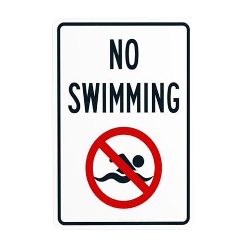 Warnschild "No Swimming With Prohibited", Sicherheits-Metallschilder mit 4 vorgebohrten Löchern, langlebig, wasserdicht, 20 x 30 cm, für Geschäftsheim, Innen- oder Außenbereich Warnschild "No Swimming With Prohibited", Sicherheits-Metallschilder mit 4 vorgebohrten Löchern, langlebig, wasserdicht, 20 x 30 cm, für Geschäftsheim, Innen- oder Außenbereich von CSAXSEHE