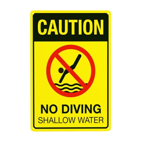 Warnschild mit Aufschrift "Caution No Diving Shallow Water", Sicherheits-Metallschilder mit 4 vorgebohrten Löchern, langlebig, wasserdicht, 20 x 30 cm, für Geschäft, Zuhause, drinnen oder draußen Warnschild mit Aufschrift "Caution No Diving Shallow Water", Sicherheits-Metallschilder mit 4 vorgebohrten Löchern, langlebig, wasserdicht, 20 x 30 cm, für Geschäft, Zuhause, drinnen oder draußen von CSAXSEHE