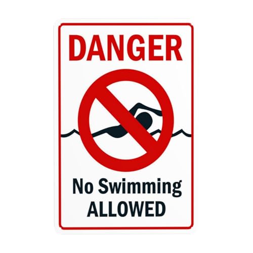 Warnschild mit Aufschrift "Danger, No Swimming Allowed", Sicherheits-Metallschilder mit 4 vorgebohrten Löchern, langlebig, wasserdicht, 20 x 30 cm, für Geschäft, Zuhause, drinnen oder draußen Warnschild mit Aufschrift "Danger, No Swimming Allowed", Sicherheits-Metallschilder mit 4 vorgebohrten Löchern, langlebig, wasserdicht, 20 x 30 cm, für Geschäft, Zuhause, drinnen oder draußen von CSAXSEHE