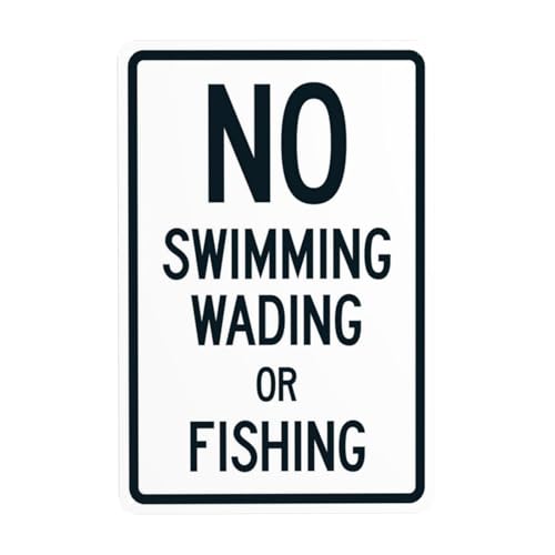 Warnschilder "No Swimming Wading or Fishing", Sicherheits-Metallschild mit 4 vorgebohrten Löchern, langlebig, wasserdicht, 20 x 30 cm, für Geschäft, Zuhause, drinnen oder draußen Warnschilder "No Swimming Wading or Fishing", Sicherheits-Metallschild mit 4 vorgebohrten Löchern, langlebig, wasserdicht, 20 x 30 cm, für Geschäft, Zuhause, drinnen oder draußen von CSAXSEHE