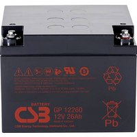 CSB Battery GP 12260 Standby USV GP12260B1 Bleiakku 12V 26Ah Blei-Vlies (AGM) (B x H x T) 166 x 125 von CSB Battery