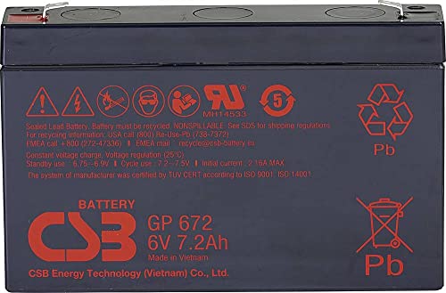 CSB Battery GP 672 Standby USV GP672F1 Bleiakku 6V 7.2Ah Blei-Vlies (AGM) (B x H x T) 151 x 101 x 34mm Flachstecker 4.8 mm von CSB Battery