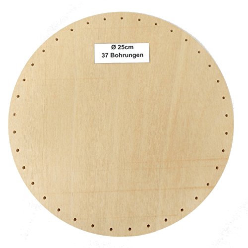 CSB-Center Boden für Peddigrohr Korbflechtboden 3,2mm Bohrungen Sperrholz massiv Stärke 8mm rund Ø 25cm von CSB-Center