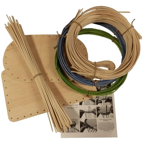 Korbflechtset [Nr.13] 2 Sperrholzböden, Peddigschiene, farbiges Peddigrohr, Staken & Anleitung von CSB-Center