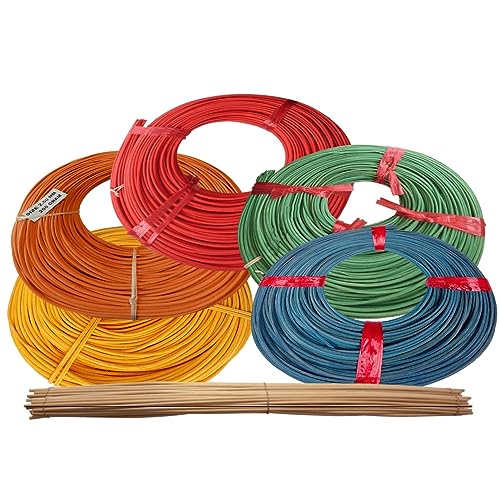 CSB-Center Sparpaket 1,25 kg Peddigrohr - Regenbogen & 100 Staken Ø 3mm x 60cm von CSB-Center