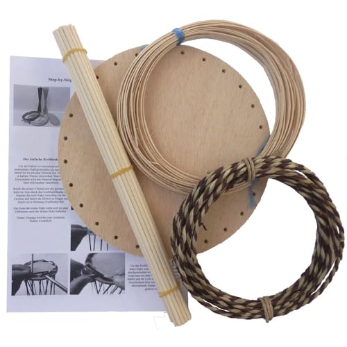 Korbflechten - Korbflechtset [Nr.17] 1 Korb rund - Boden, Peddigschiene & Seegras braun inkl. Anleitung von CSB-Center