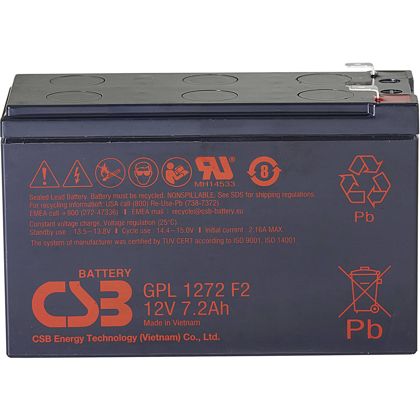B-Ware Csb Battery Bleiakku Akku 12 V 7.2 Ah Gpl1272 F2 Fr Blei Vlies Hauptakku von CSB