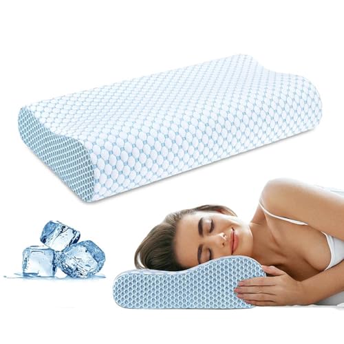 CSEDF-CRYP Memory Foam Kissen KüHl 40x70 cm – OrthopäDisches Nackenkissen mit KüHlfunktion Gegen Schmerzen | Atmungsaktiv Schlafkissen | Ergonomische SchlafunterstüTzung (70 * 40cm) von CSEDF-CRYP