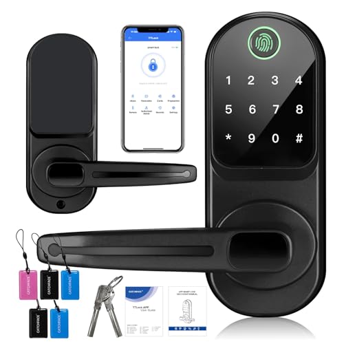 Smartes TüRschloss - Ce Certifie Elektronisches TüRschloss HaustüR Outdoor - High Security Against - Smart Lock TüRschloss mit Wlan für Fernzugrif (Schwarz) von CSEDF-CRYP