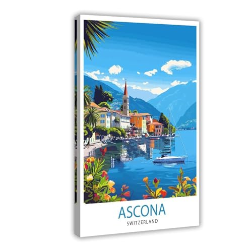 CSESTCGN Ascona Schweiz Vintage-Reiseposter auf Leinwand, Poster, Schlafzimmer, Dekoration, Landschaft, Büro, Raumdekoration, Geschenk, 50 x 75 cm CSESTCGN Ascona Schweiz Vintage-Reiseposter auf Leinwand, Poster, Schlafzimmer, Dekoration, Landschaft, Büro, Raumdekoration, Geschenk, 50 x 75 cm von CSESTCGN