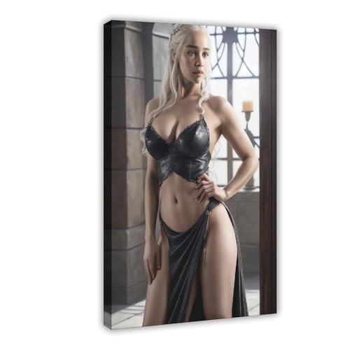 CSESTCGN Poster "Schauspielerin Emilia Clarke" auf Leinwand, 4 Stück, Schlafzimmer, Dekoration, Landschaft, Büro, Raumdekoration, Geschenk, 60 x 90 cm von CSESTCGN
