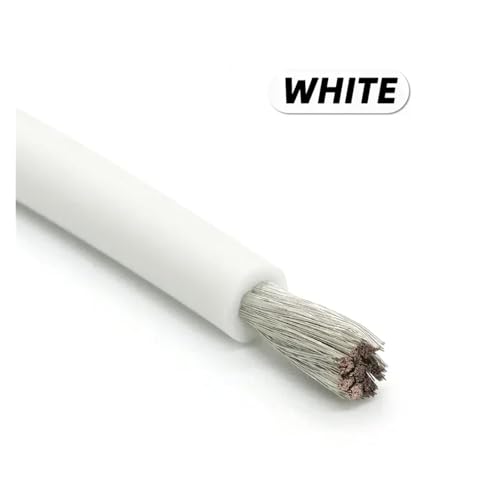 CSFFA 1/5/10m Weiches Silikonkabel Autobatterie Fahrzeugverkabelung 30 28 26 24 22 20 18 16 14 12 10 8 6AWG Wärmebeständiges elektrisches Kabel(WHITE,10 meters,8AWG) von CSFFA