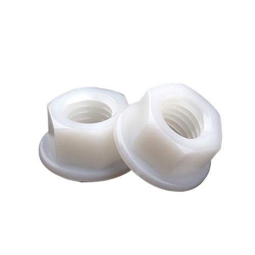 CSFFA 10/20/50 Stück M3 M4 M5 M6 M8 M10 M12 Nylon-Flanschmuttern Sechskant-Flanschmutter for Wärme-/Stromisolierung(White,M3 50pcs) von CSFFA