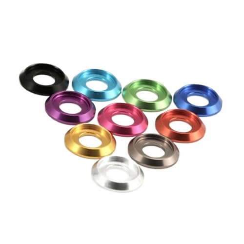 CSFFA 10-50 Stück M2 M2.5 M3 M4 M5 M6 M8 Bunte Aluminium-Unterlegscheibe mit Becherkopf for Linsenkopfschrauben(M2 10pcs,Gray) von CSFFA