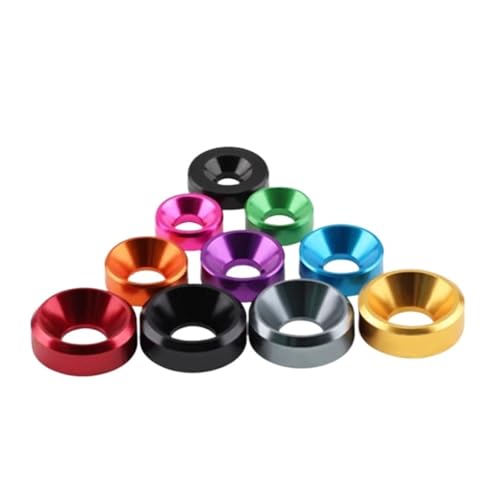 CSFFA 10 Stück/50 Stück Aluminium-Senkkopfscheibe M2 M2.5 M3 M4 M5 M6 M8 Bunt eloxiert Senkkopfschraubenscheiben Dichtung(M2.5,50PCS_GRAY) von CSFFA