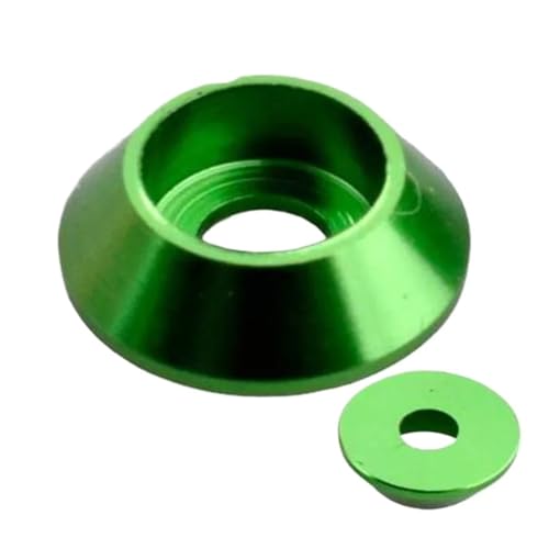 CSFFA 10 teile/los Kegel Aluminium Kappe Scheibe M2 M 2,5 M3 M4 M5 M6 M8 Corlorful Aluminium Legierung Hex Kappe Kopf Dichtung for RC Teile(Green,M2 10pcs) von CSFFA