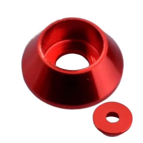 CSFFA 10 teile/los Kegel Aluminium Kappe Scheibe M2 M 2,5 M3 M4 M5 M6 M8 Corlorful Aluminium Legierung Hex Kappe Kopf Dichtung for RC Teile(Red,M2.5 10pcs) von CSFFA