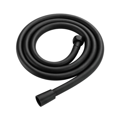 CSFFA 1500 mm silberner, glatter PVC-Hochdruck-Duschschlauch for Badewanne, Handkopf, flexibel, 360° drehbar(Black) von CSFFA