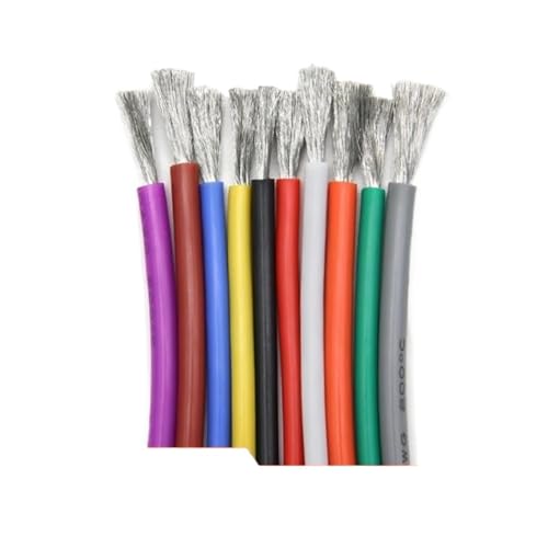 CSFFA 1M/5M Hitzebeständiges Kabel 30 28 26 24 22 20 18 16 15 14 13 12 10 AWG Ultraweicher Silikondraht Hochtemperatur-Flexibles Kupfer(Orange,1 Meter,10AWG) von CSFFA