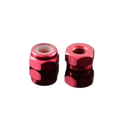CSFFA 2-10 Stück M2 M2.5 M3 M4 M5 M6 M8 Eloxierte mehrfarbige bunte Sechskant-Nylon-Kontermutter aus Aluminium(Red,M3 10pcs) von CSFFA