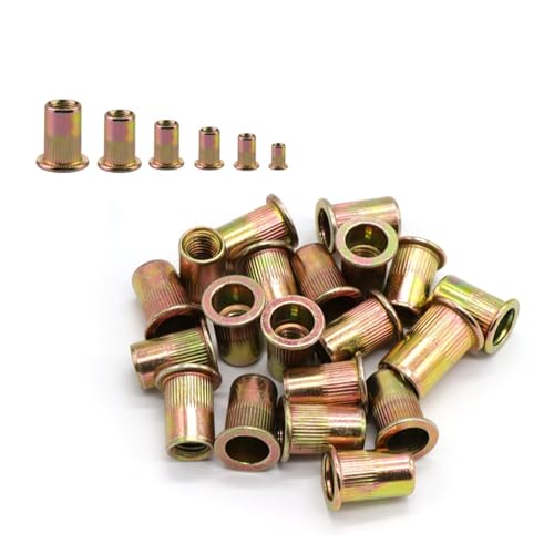 CSFFA 20/50 Stück M3 M4 M5 M6 M8 M10 M12 Nietmuttern Flachkopf Gewindeeinsatz Nutsert Cap for Nietmutternpistole Verzinkter Kohlenstoffstahl(50pcs,M8) von CSFFA